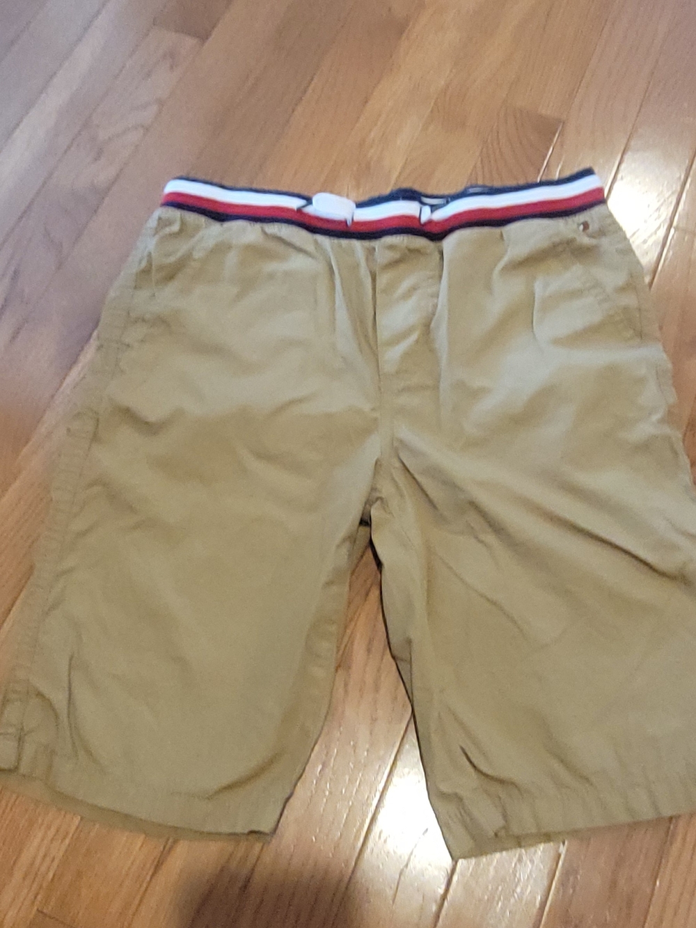 Tommy Hilfiger Khaki Shorts with Tricolor Elastic Waistband
